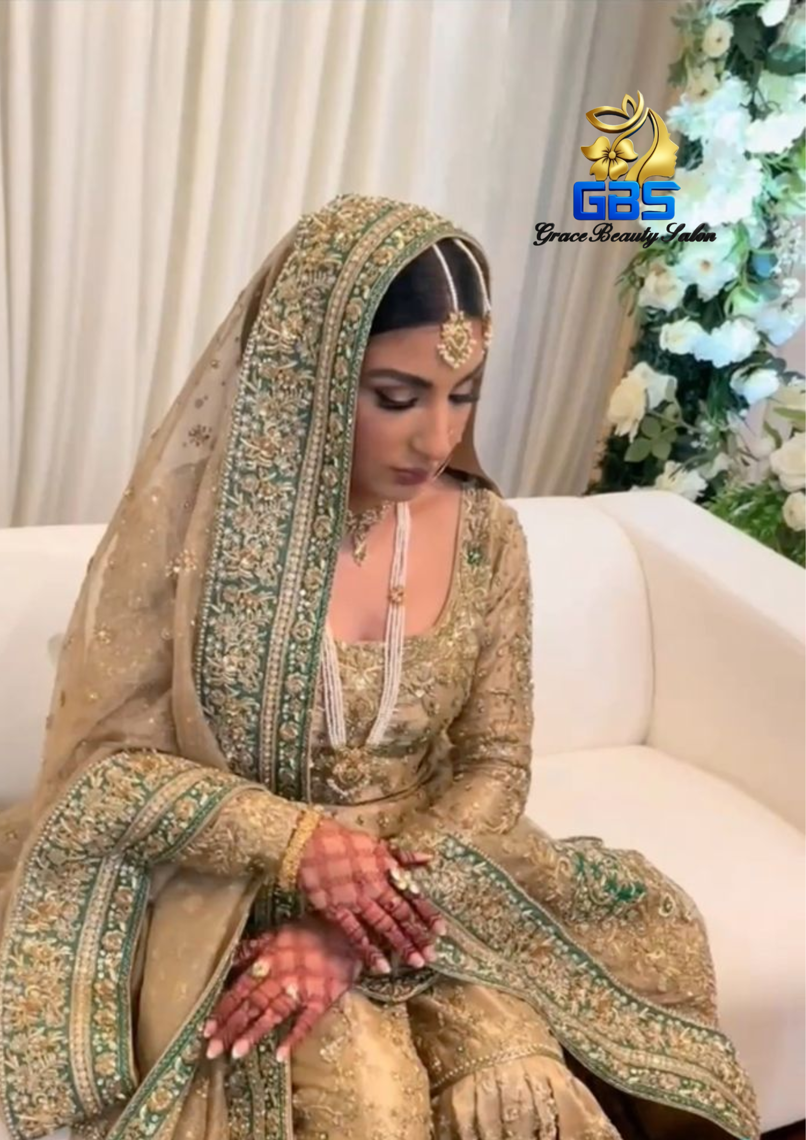 Golden Embroidered Bridal Gown